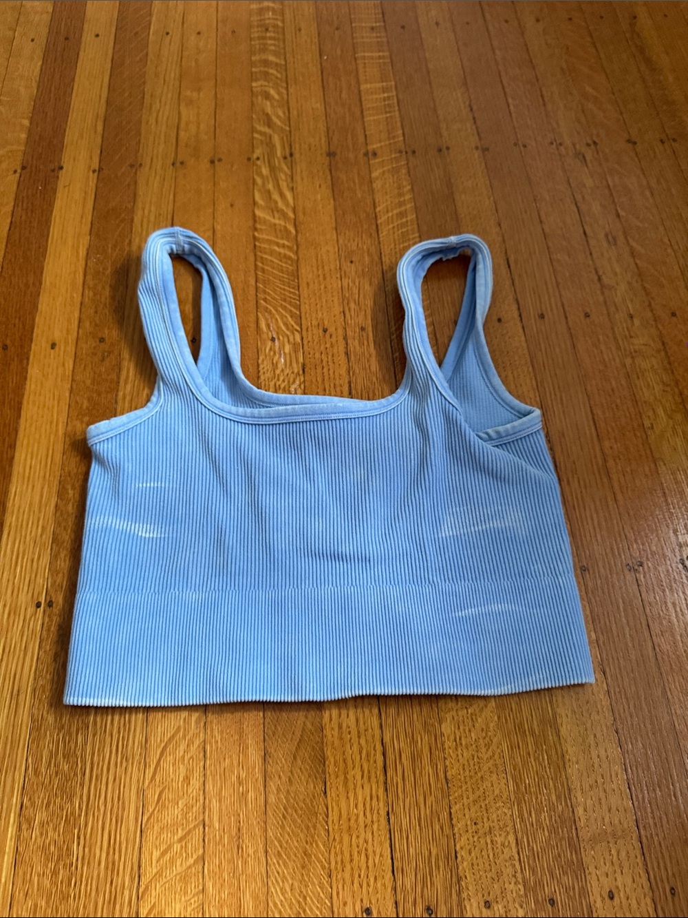 Light Blue Ribbed Crop Tank Top